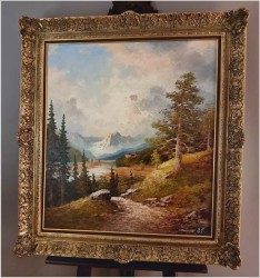 Krajobraz z widokiem na rzekę Inn w Tyrolu - Gustaw Weiss/Guwe