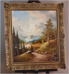 Krajobraz z widokiem na rzekę Inn w Tyrolu - Gustaw Weiss/Guwe