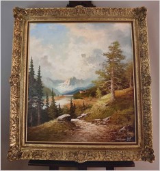 Krajobraz z widokiem na rzekę Inn w Tyrolu - Gustaw Weiss/Guwe