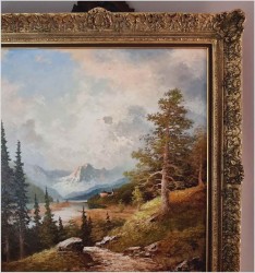 Krajobraz z widokiem na rzekę Inn w Tyrolu - Gustaw Weiss/Guwe