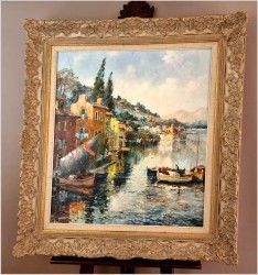 Technika Szpachlowa! Krajobraz śródziemnomorski - Paul Elbergo *1917