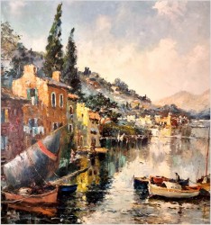 Technika Szpachlowa! Krajobraz śródziemnomorski - Paul Elbergo *1917