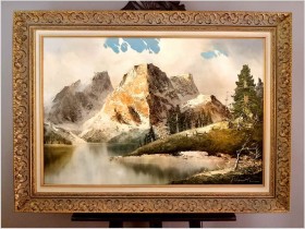 Super Panorama! Jezioro Eibsee z widokiem na Zugspitze - J.E. Lemke *1916