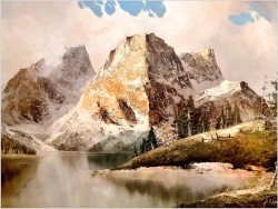 Super Panorama! Jezioro Eibsee z widokiem na Zugspitze - J.E. Lemke *1916
