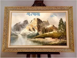 Super Panorama! Jezioro Eibsee z widokiem na Zugspitze - J.E. Lemke *1916