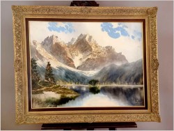 Super obraz! Jezioro Eibsee z widokiem na Zugspitze - J.E. Lemke *1916 