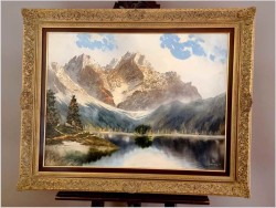 Super obraz! Jezioro Eibsee z widokiem na Zugspitze - J.E. Lemke *1916 