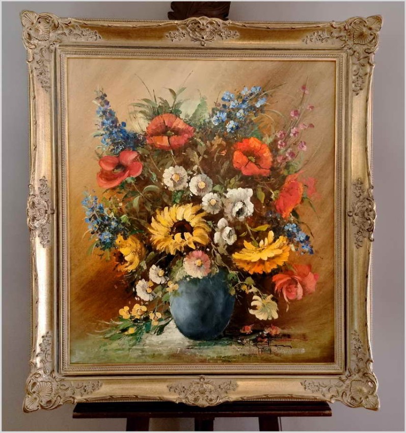 Dobre malarstwo! Bukiet kwiatów w wazonie - Ewald Hess *1918