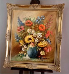 Dobre malarstwo! Bukiet kwiatów w wazonie - Ewald Hess *1918