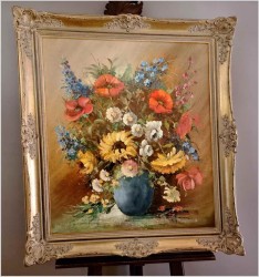 Dobre malarstwo! Bukiet kwiatów w wazonie - Ewald Hess *1918