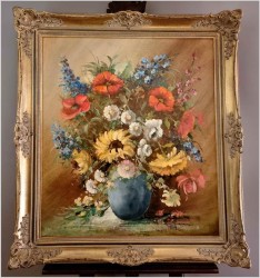 Dobre malarstwo! Bukiet kwiatów w wazonie - Ewald Hess *1918