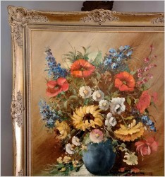 Dobre malarstwo! Bukiet kwiatów w wazonie - Ewald Hess *1918