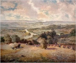 Pejzaż ze sztafażem! sianokosy - Ludwig Gschossmann (1894-1988)