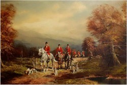 MALARSTWO PANORAMICZNE  "WYJAZD NA POLOWANIE" - Hermann WIESENHÖFER *1929