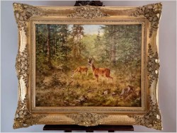 Malarstwo myśliwskie! Sarna i Kozioł Sarny - oryg. Georg Majewicz (1897-1965)