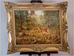 Malarstwo myśliwskie! Sarna i Kozioł Sarny - oryg. Georg Majewicz (1897-1965)