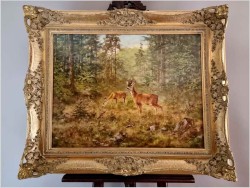 Malarstwo myśliwskie! Sarna i Kozioł Sarny - oryg. Georg Majewicz (1897-1965)