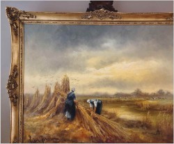 Duży pejzaż! Wycinka trzciny na łące | Peter BROUWER  *1935