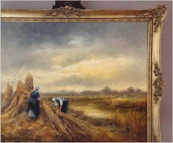 Duży pejzaż! Wycinka trzciny na łące | Peter BROUWER  *1935