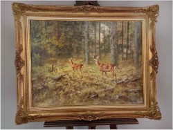 Malarstwo dla myśliwego! Sarna i Kozioł Sarny - oryg. Georg Majewicz (1897-1965)