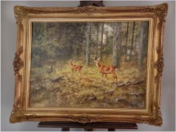 Malarstwo dla myśliwego! Sarna i Kozioł Sarny - oryg. Georg Majewicz (1897-1965)