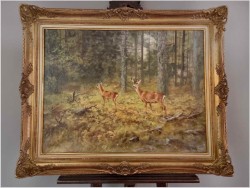 Malarstwo dla myśliwego! Sarna i Kozioł Sarny - oryg. Georg Majewicz (1897-1965)