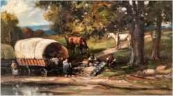 Panorama! Tabor cygański - odpoczynek w lesie - Horst Altermann *1925