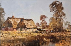Technika szpachlowa! Wiejski krajobraz - Erich Paulsen *1932