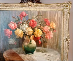 Malarstwo polskie! Róże na stole - J.M. Kasprowicz (1905 Zubrza -1975 Komorów) 
