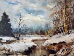 Arcydzieło! Leśny zimowy krajobraz - Otmar Lederer (Munchen *1926)