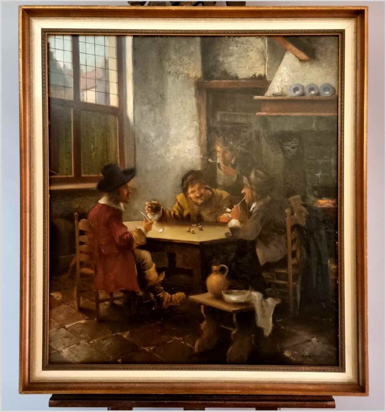 Scena rodzajowa! Gra w kości - Sygn. Josef Adam (1883 - 1953)