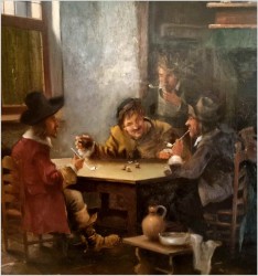 Scena rodzajowa! Gra w kości - Sygn. Josef Adam (1883 - 1953)