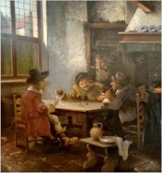 Scena rodzajowa! Gra w kości - Sygn. Josef Adam (1883 - 1953)