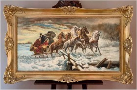 Wspaniała panorama zimowa! Wieczorna sanna - Sygn.  Révay XXw.