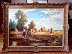 Obraz olejny do salonu! Sianokosy - Karl Mohr (Düsseldorf 1922-2013)