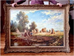 Obraz olejny do salonu! Sianokosy - Karl Mohr (Düsseldorf 1922-2013)