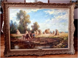 Obraz olejny do salonu! Sianokosy - Karl Mohr (Düsseldorf 1922-2013)