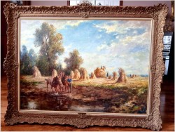 Obraz olejny do salonu! Sianokosy - Karl Mohr (Düsseldorf 1922-2013)