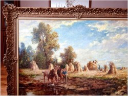 Obraz olejny do salonu! Sianokosy - Karl Mohr (Düsseldorf 1922-2013)