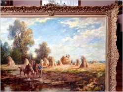 Obraz olejny do salonu! Sianokosy - Karl Mohr (Düsseldorf 1922-2013)