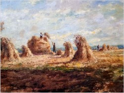 Obraz olejny do salonu! Sianokosy - Karl Mohr (Düsseldorf 1922-2013)