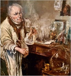 Obraz olejny! Alchemik - Dickmeis Gerhard (1918-1978)