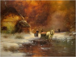 Polecamy! Zimowy pejzaż ze sztafażem - Günter KÖNIG (1926-2007)