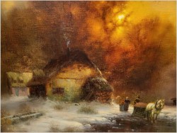 Polecamy! Zimowy pejzaż ze sztafażem - Günter KÖNIG (1926-2007)