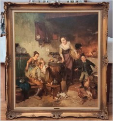 Dzieci ze zwierzętami w kuchennej izbie - Dickmeis Gerhard (1918-1978)