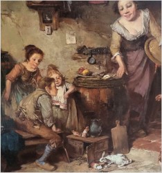 Dzieci ze zwierzętami w kuchennej izbie - Dickmeis Gerhard (1918-1978)