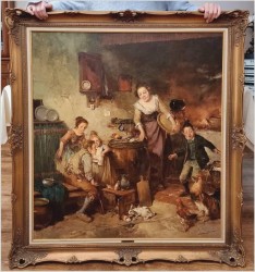 Dzieci ze zwierzętami w kuchennej izbie - Dickmeis Gerhard (1918-1978)