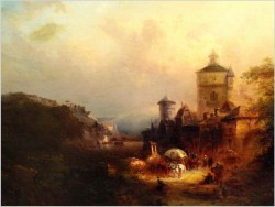 POLECAMY MUZEALNY OBRAZ! MOTYW DUNAJU Z WIDOKIEM NA PASSAU - FRANZ EMIL KRAUSE (1836-1900)