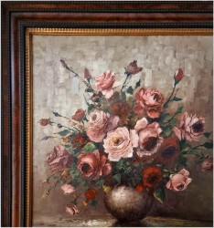 Duży obraz! Herbaciane róże w wazonie - Rudolf Winter (Germany XXw)