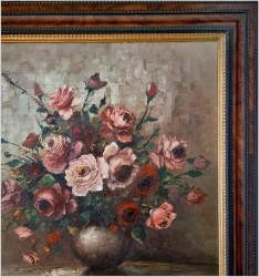 Duży obraz olejny! Herbaciane róże w wazonie - Rudolf Winter *1928